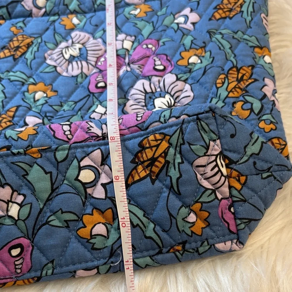 Vera Bradley Small East West Blue Quilted Floral & Butterfly Tote